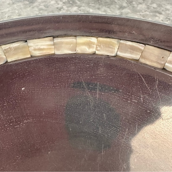 Towle Silversmith Large Serving Plate with Small Dip Bowl Mother of Pearl Inlay - Picture 2 of 4